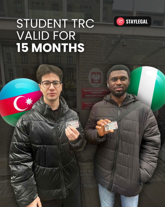 Two clients from Azerbaijan and Nigeria with Student residence cards, valid 15 months