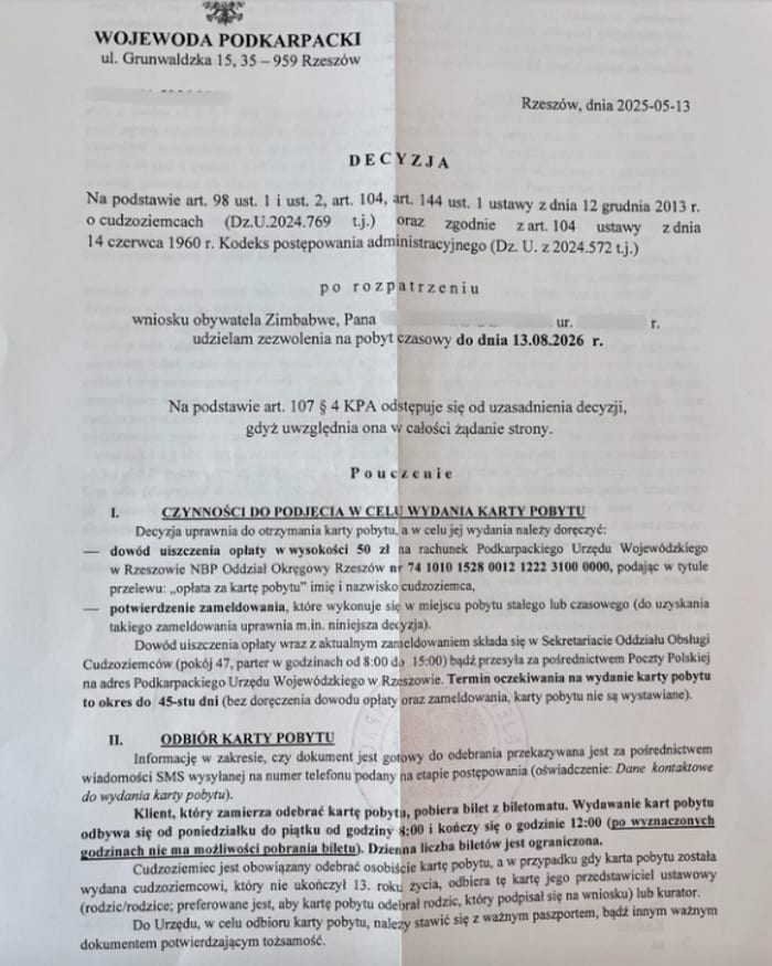Positive decision issued by the Podkarpackie voivode
