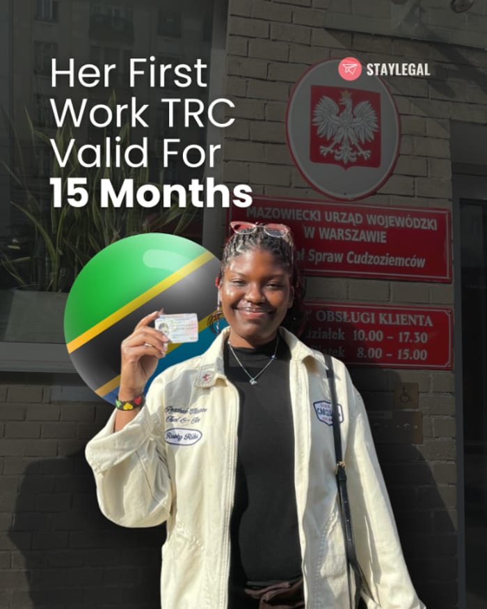 Client from Tanzania with her first Work residence card, valid 15 months